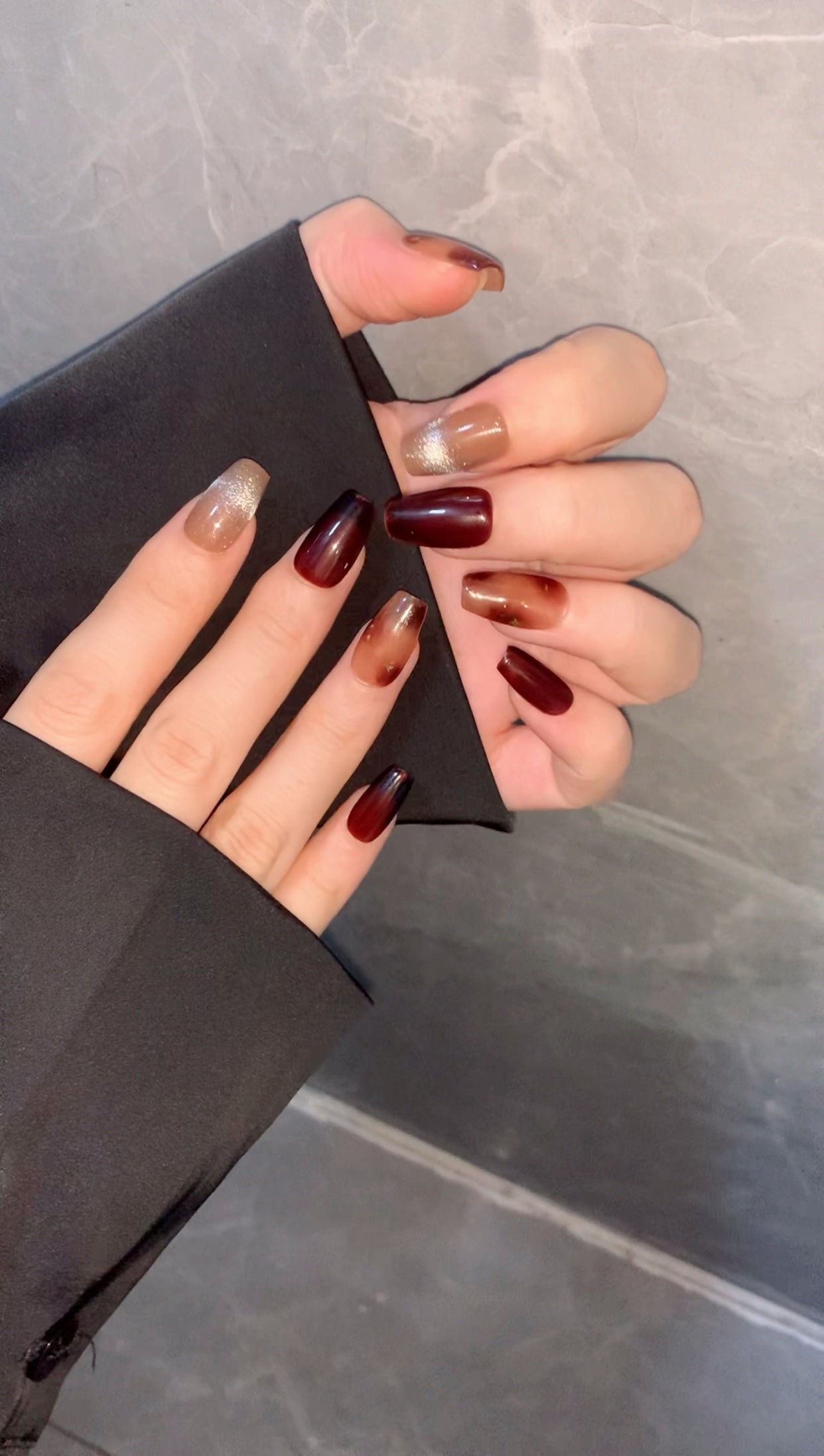 Gold Wine Nails