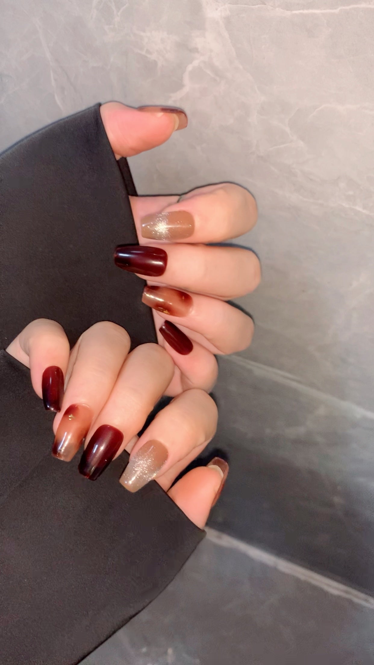 Gold Wine Nails